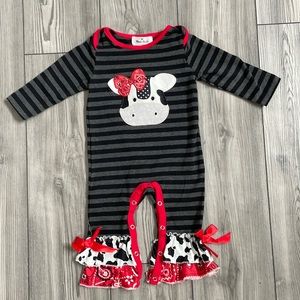 Baby girl Cow romper (12-18 mo)